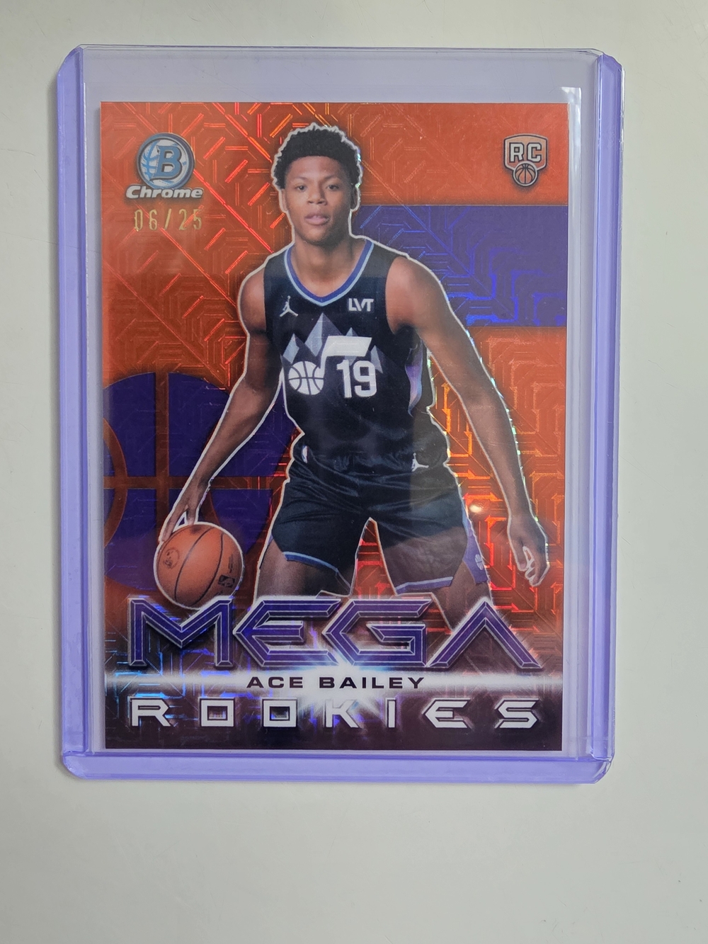 Ace Bailey Mega Rookies Basketball Card - Red/Blue Prism 6/25